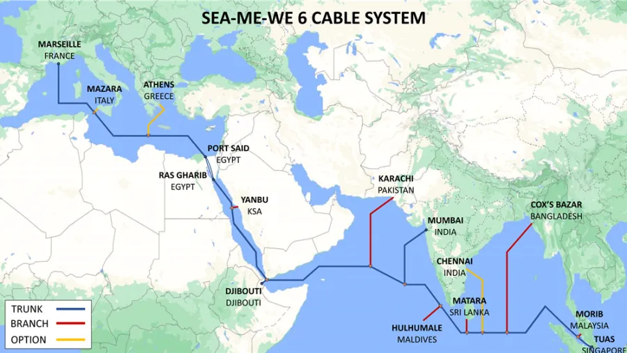 «موبايلي» تنضم إلى تحالف  (SEA-ME-WE-6)لبناء نظام كابلات بحري دولي جديد 