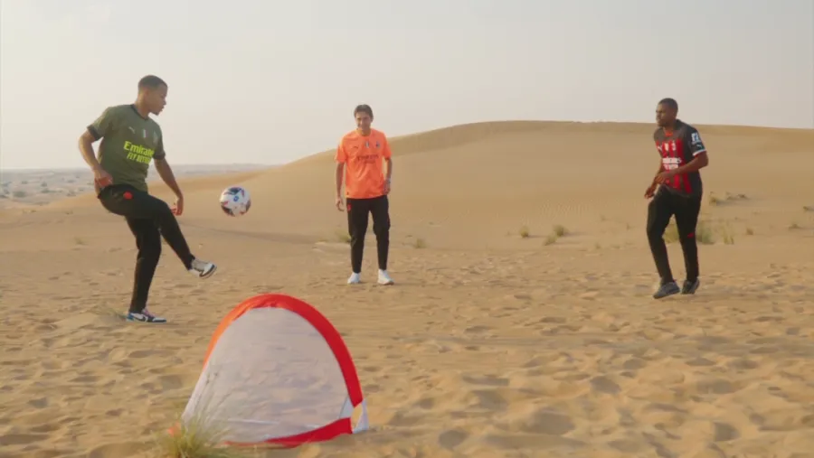 AC Milan, Arsenal and Olympique Lyonnais players take on Emirates’ version of the ‘street’ football challenge in Dubai