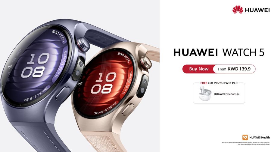 إطلاق سلسلة HUAWEI WATCH 5 في الكويت مع مستشعر X-TAP وتصميم مستقبلي