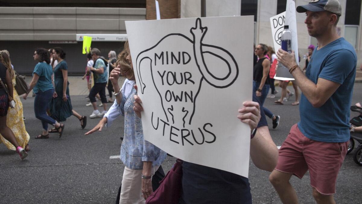 Pro-Choice protesters march through the streets of Birmingham, Alabama, during the March For Reproductive Freedom on May 19, 2019. Seth HERALD / AFP