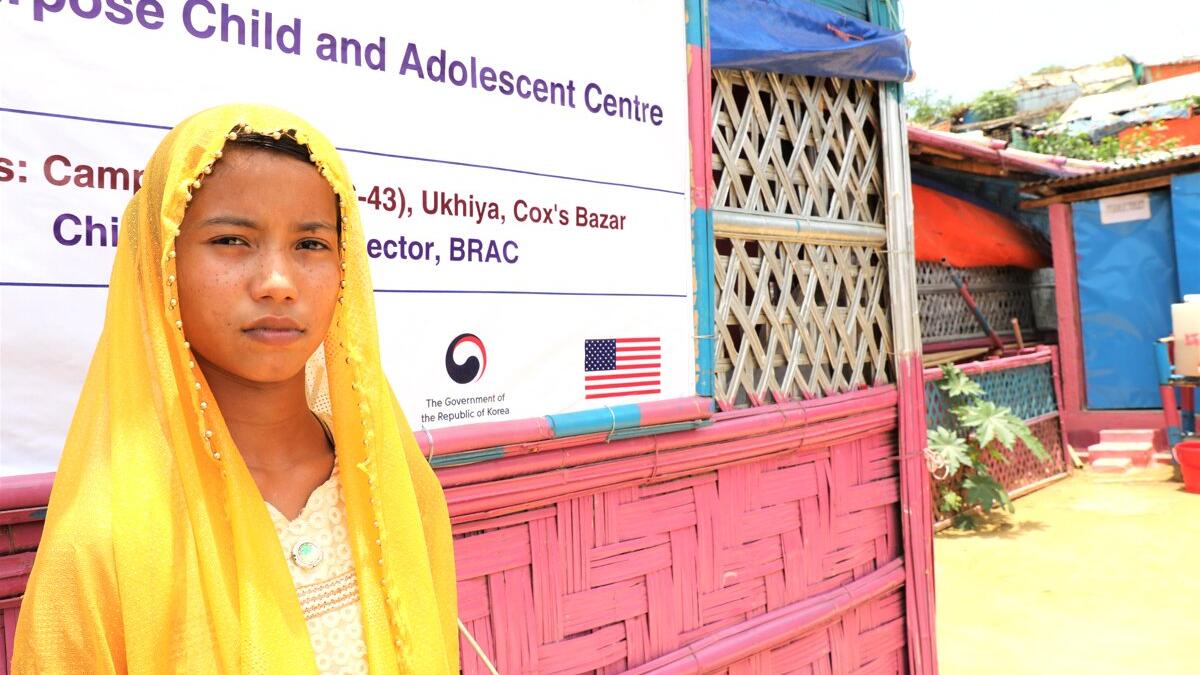 15-year-old Noor lives in the world's largest refugee camp in Bangladesh.  She survived a military attack and fled her village in Myanmar nearly 2 years ago. She jumped in to a river, held on to a banana-tree to float. (Twitter/ @UNICEFBD)