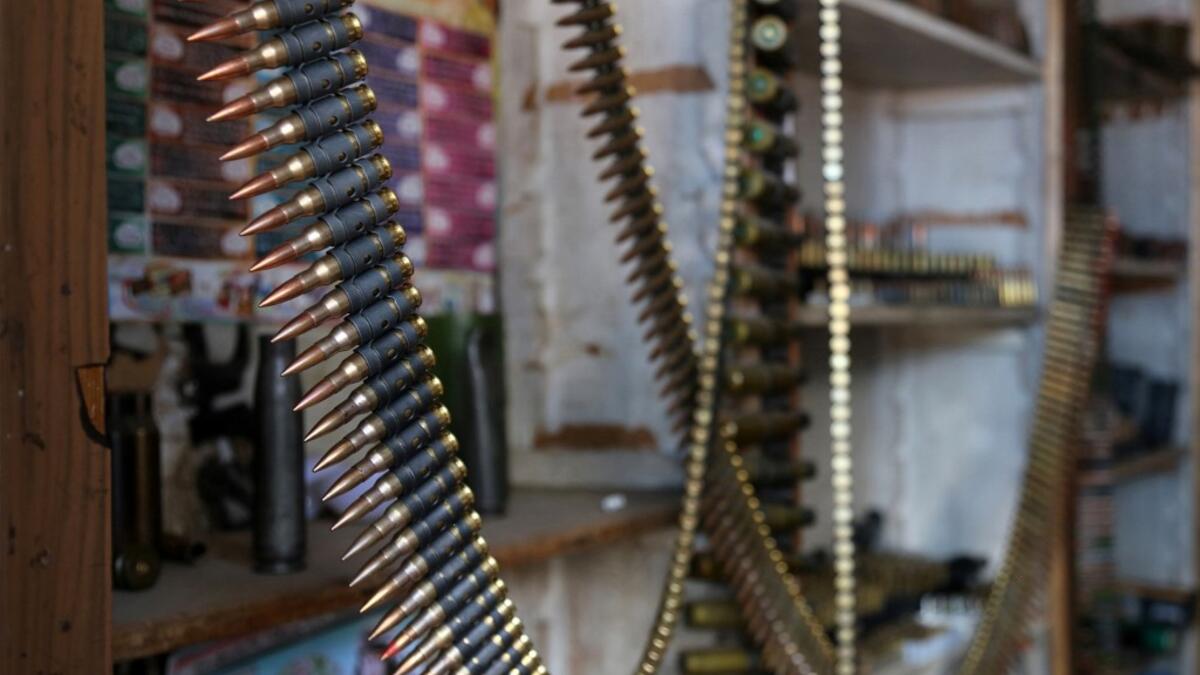 Bullets are on display at a shop in Yemen's third city of Taez, on July 13, 2019. Before the war, the old market of Taez was crowded with people and full of handcrafts and artisanal goods. AHMAD AL-BASHA / AFP