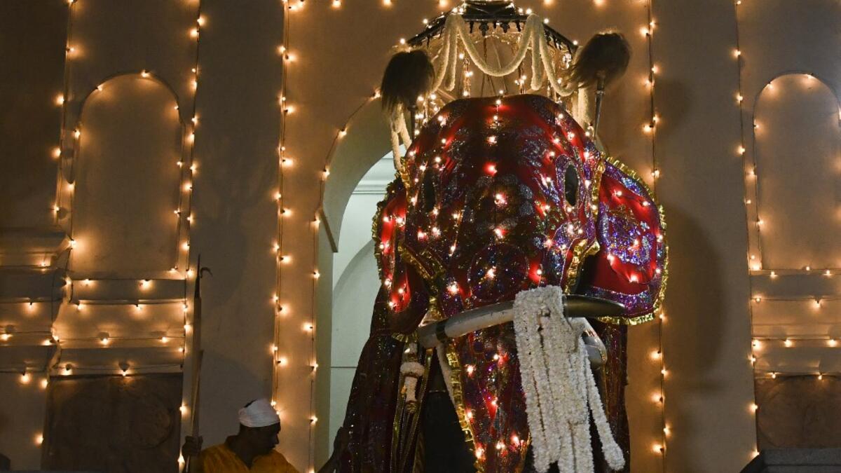 The Temple of the Tooth, Buddhism's holiest shrine on the island, holds the annual festival with traditional drummers and dancers as well as nearly 100 tamed elephants. Lakruwan WANNIARACHCHI / AFP