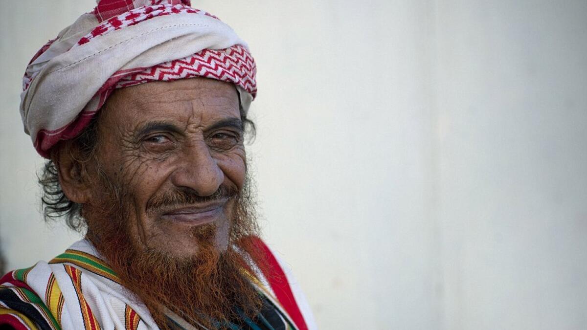 The villages are led by headsmen, usually elderly men such as this man. He has dyed his beard red to show devotion to Islam (dailymail.co.uk)
