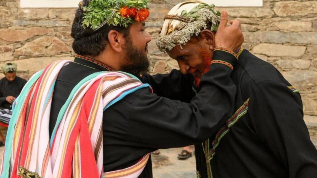 The men wear ornate garlands made from herbs and flowers growing wild in the foothills of the mountains (vice.com)