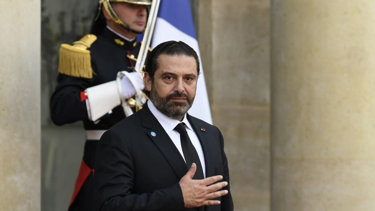Lebanon's Prime Minister Saad Hariri gestures as he leaves The Elysee Presidential Palace in Paris on September 30, 2019, following a luncheon after a church service for former French President Jacques Chirac. Former French President Jacques Chirac died on September 26, 2019 at the age of 86. Bertrand GUAY / AFP