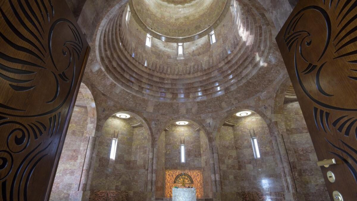 A view of the interior of the new Yazidi Temple in the village of Aknalich, 35 kilometres from the Armenian capital Yerevan,  KAREN MINASYAN / AFP