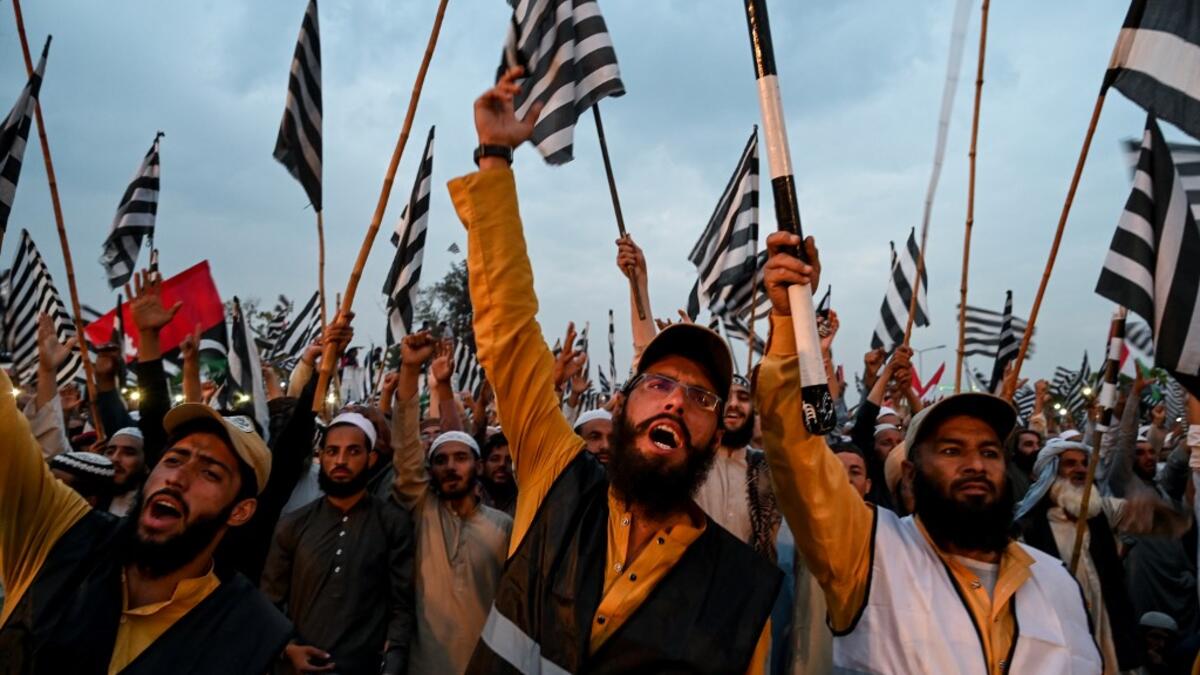 Thousands of Islamists rallied in Islamabad on November 1 as several huge marches from across Pakistan converged on the capital to demand that Prime Minister Imran Khan's government step down. Aamir QURESHI / AFP