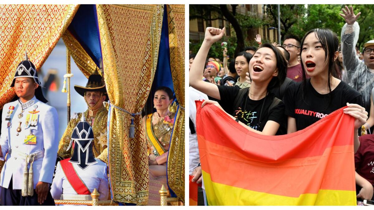 مايو: تتويج ملك تايلاند ماها فاجيرالونغكورن في العاصمة بانكوك، في مراسم استمرت 3 أيام. أصبح زواج المثليين في تايوان قانونيًا في 24 مايو 2019، مما جعلها أول دولة في آسيا تقنّن زواج المثليين.