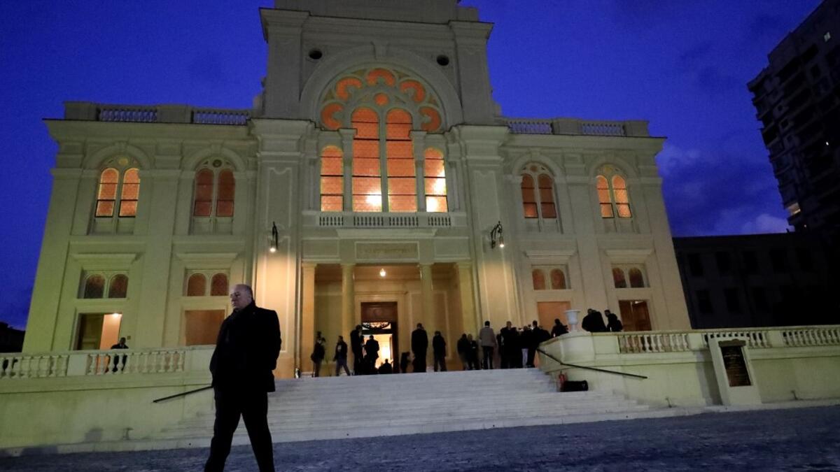 Guests visit the newly renovated Eliyahu Hanavi synagogue in the northwestern Egyptian city of Alexandria on January 10, 2020, on the day of its inauguration. The synagogue, boasting green and violet stained glass windows and towering marble columns, was built in its current form in 1850 by an Italian architect on top of the original edifice dating back to 1354. Khaled DESOUKI / AFP