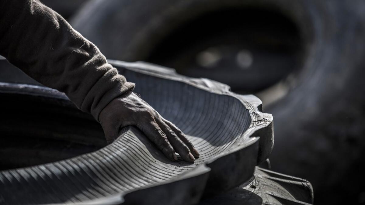 The small village has become renowned as the country's rubber recycling hub. Khaled DESOUKI / AFP