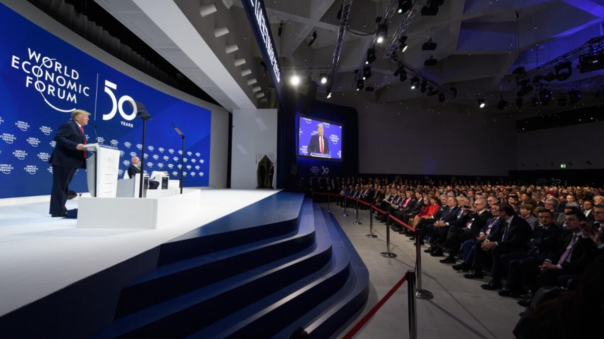 US president Donald Trump delivers a speech at the Congres center during the World Economic Forum (WEF) annual meeting in Davos, on January 21, 2020.  Fabrice COFFRINI / AFP