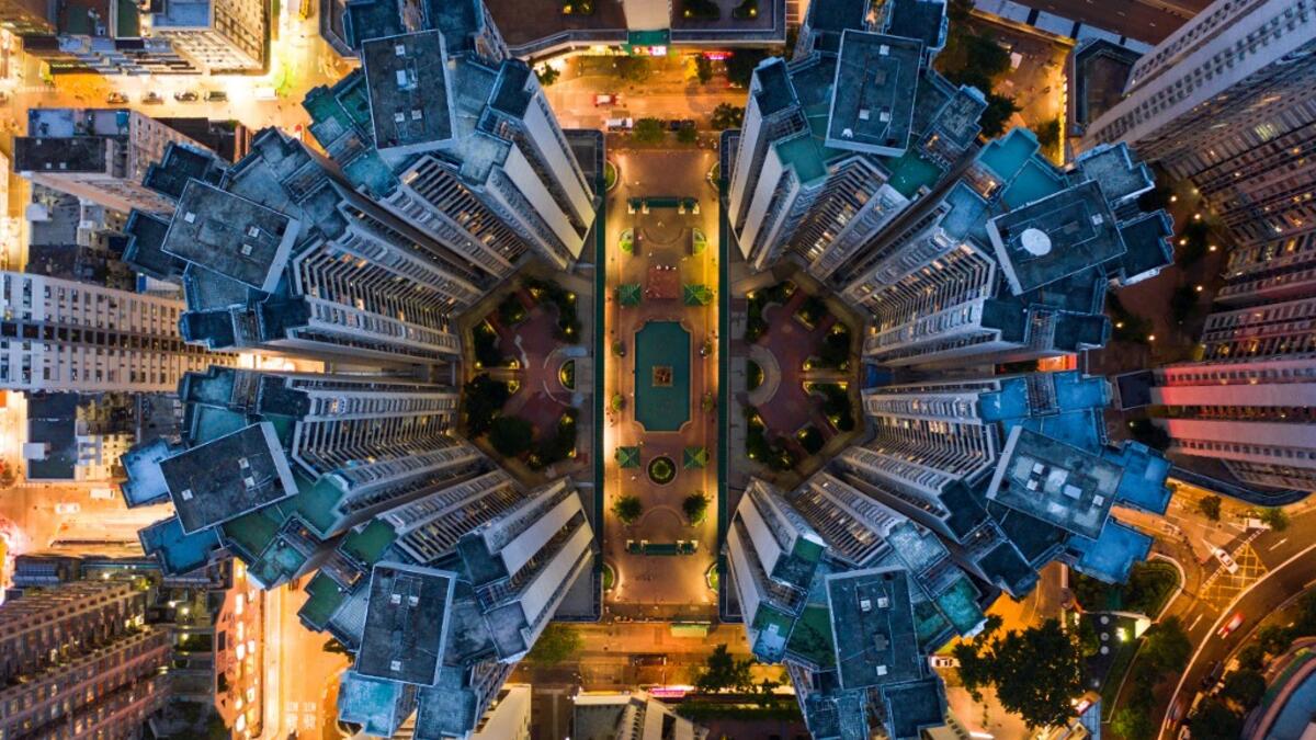 This aerial photograph taken on May 15, 2019 shows a housing estate in Hong Kong. DALE DE LA REY / AFP