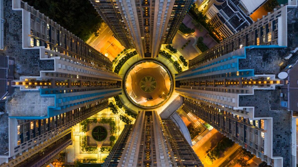 This aerial photograph taken on May 17, 2019 shows a housing estate in Hong Kong. DALE DE LA REY / AFP