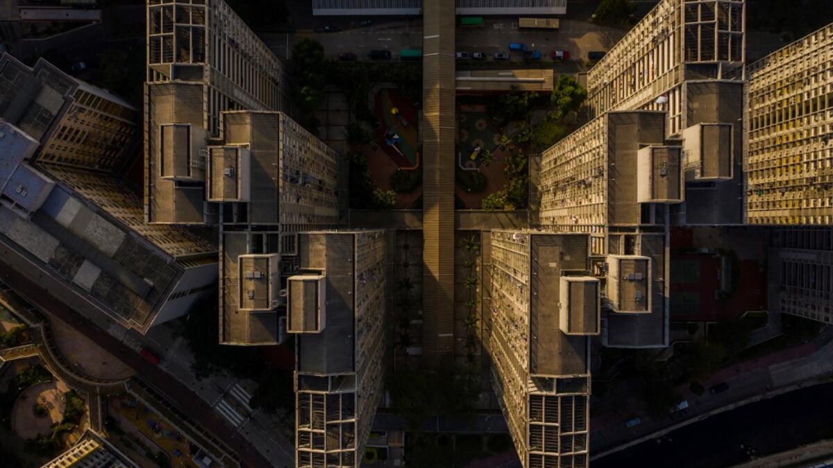 This aerial photograph taken on January 23, 2020 shows a housing estate in Hong Kong. DALE DE LA REY / AFP