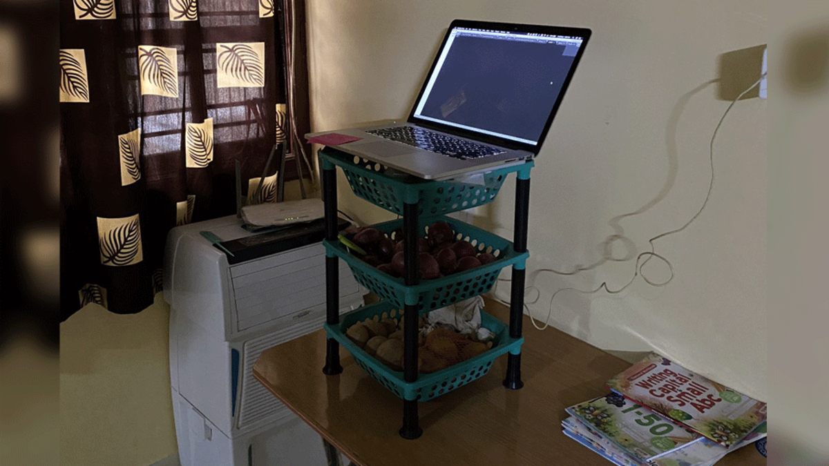 3. The “Who needs a chair” office.