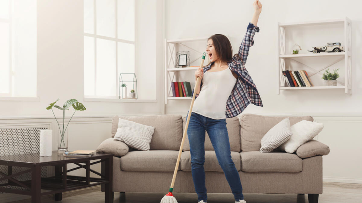 'Cleaning can be fun'  however it is something that’s necessary to do. Do all of your laundry, purge your home clean, and tidy up like there’s no tomorrow (Shutterstock)