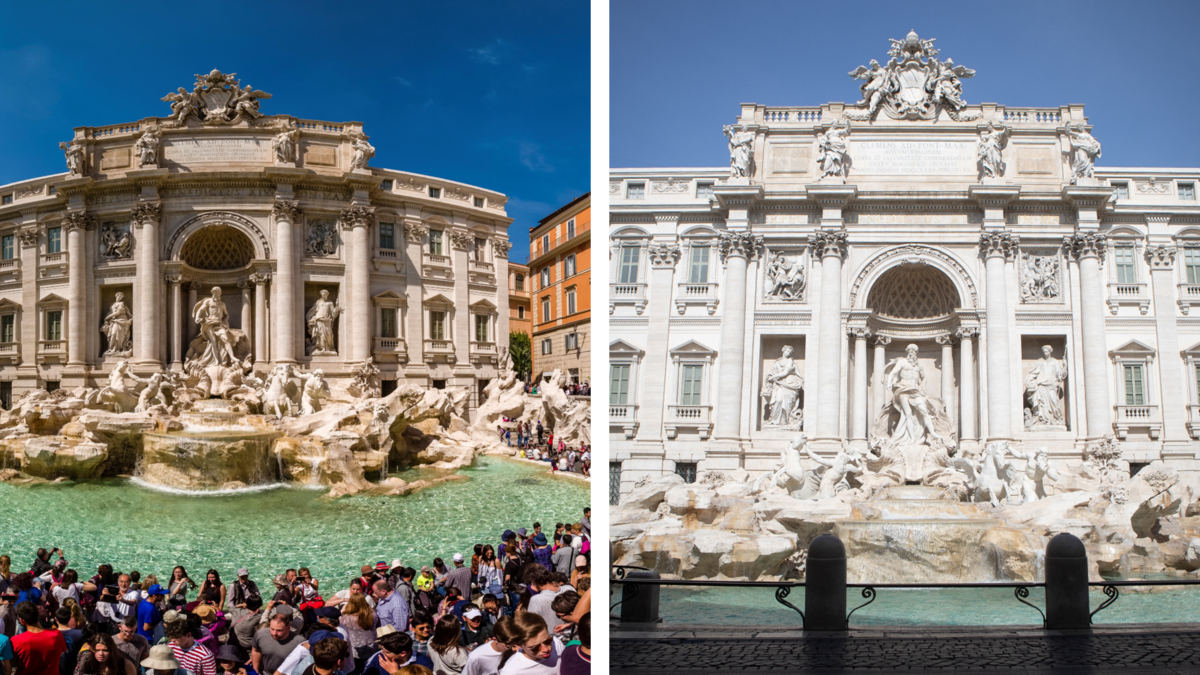 نافورة تريفي: تأثرت ساحة النافورة التي تعتبر واحدة من أهم المعالم السياحية في روما، بـ"كورونا”؛ حيث كانت هادئة ومهجورة بشكل مخيف هذا الأسبوع.