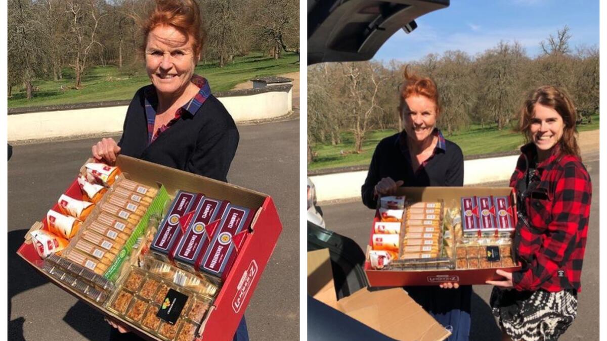 بدأت دوقة يورك "سارة فيرغسون" وابنتها "يوجيني" توزيع الوجبات الطازجة على لعمال المستشفيات في المملكة المتحدة.