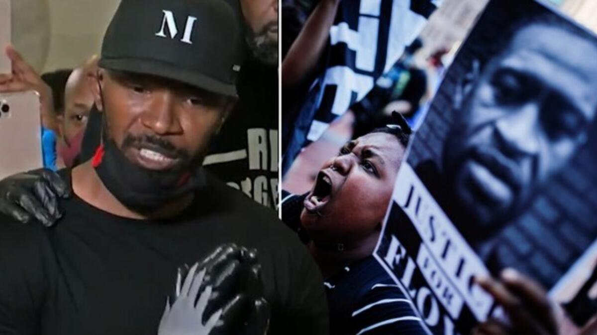 جيمي فوكس: أعاد النجم الأمريكي نشر صورة "فلويد" وأرفقها بعبارة "أرقد بسلام"، كما عقد مؤتمرًا صحفيًا طالب فيه تحقيق العدالة لـ"فلويد" قائلًا: "كل ما أردت القيام به هو إخبارك أننا لسنا خائفين من الوقوف ... نحن لسنا خائفين من اللحظة".