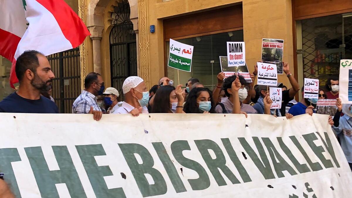 From The stand against Bisri Dam Project in front of  World Bank MENA (Twitter)