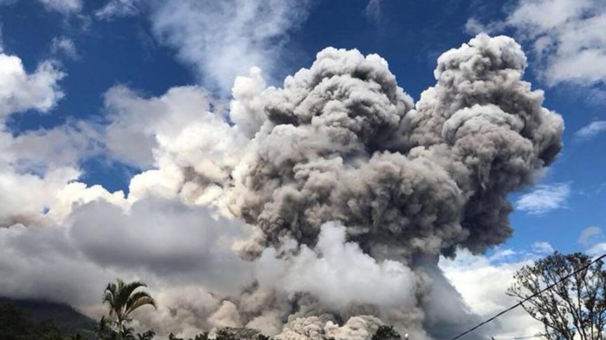The large volcanic mount Sinabung has erupted in north Sumatra (Twitter)