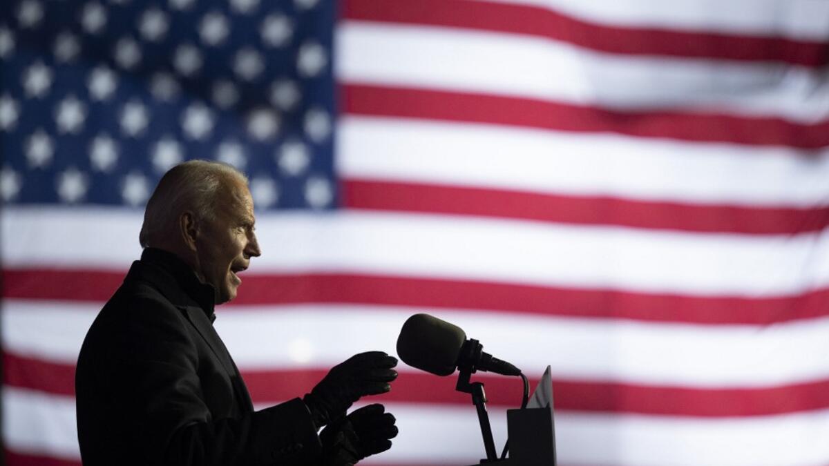 Democratic Presidential candidate and former US Vice President Joe Biden speaks during a Drive-In Rally at Heinz Field in Pittsburgh, Pennsylvania, on November 2, 2020. JIM WATSON / AFP