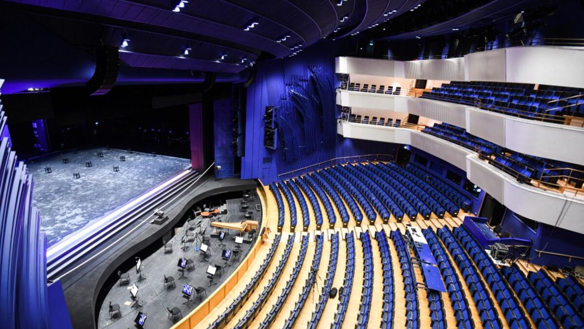 A picture taken on November 19, 2020 shows Aalto theater in Essen, western Germany. The Aalto theatre, which was built in 1988 by Finnish architect Alvar Aalto, is mainly used for opera and ballet and offers space for 1100 seats. No public events are allowed at theathers in Germany until December, 2020 to limit the spread of the novel coronavirus. Ina FASSBENDER / AFP