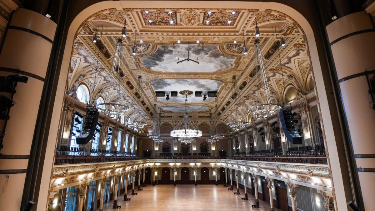 The great hall for classic concerts at the Stadthalle is pictured in Wuppertal, western Germany, on November 19, 2020. The Stadthalle Wuppertal was built at the end of the 19th century and is known worldwide as a concert venue because of its unique acoustics. No public events are allowed at theathers in Germany until December, 2020, to limit the spread of the novel coronavirus. Ina FASSBENDER / AFP