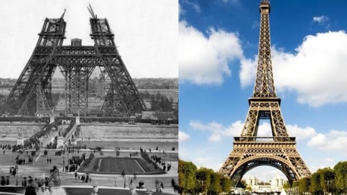 Eiffel Tower in Paris, France between past and present. (Twitter)