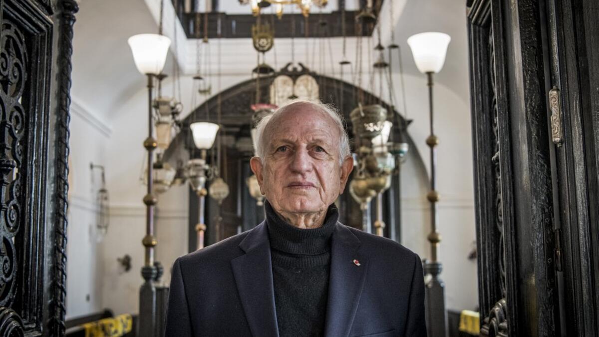 In this file photo taken on December 14, 2019, Andre Azoulay, adviser to the Moroccan king, poses for a picture at the "Bayt Dakira" (House of Memory) Jewish museum, in Morocco's Atlantic coastal city of Essaouira on December 14, 2019. Jewish history and culture in Morocco will now be part of the school curriculum -- a "first" in the region and in the North African country, where Islam is the state religion. Morocco's Jewish community has been present since antiquity and grew over the centuries, particularl