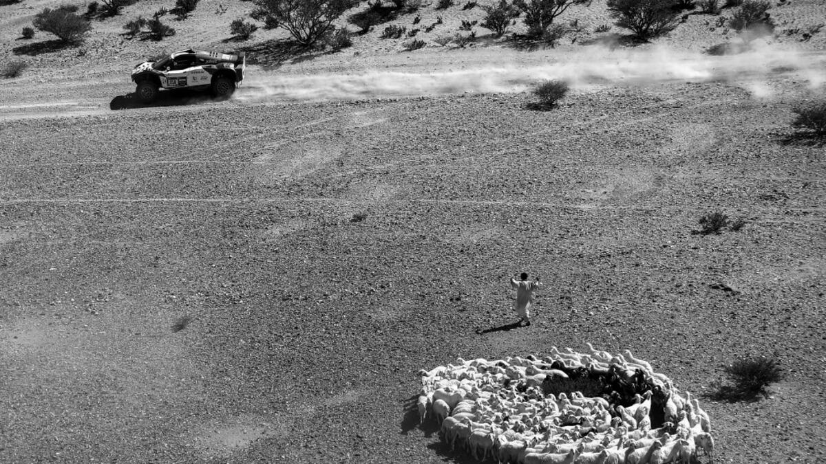 Yasir Seaidan of Saudi Arabia and co-driver Alexy Kuzmich of Russia compete during Stage 1 of the 2021 Dakar Rally between Jeddah and Bisha in Saudi Arabia, on January 3, 2021. FRANCK FIFE / AFP