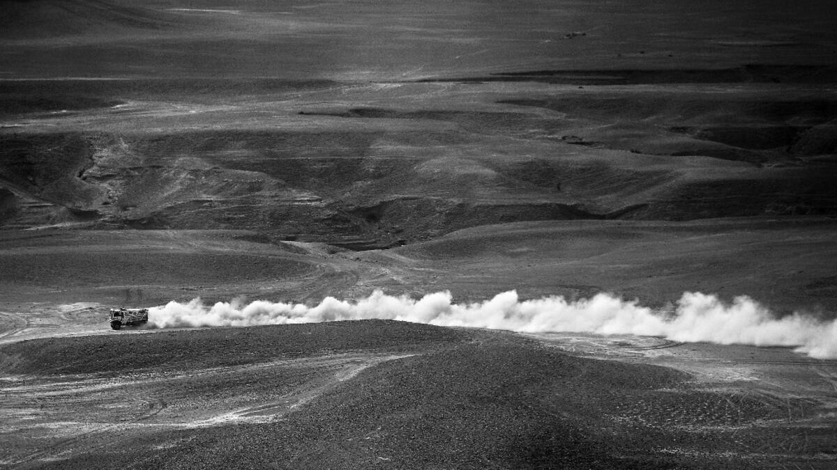 A competitors rides during the Stage 5 of the Dakar Rally 2021 between Riyadh and Buraydah in Saudi Arabia, on January 7, 2021. FRANCK FIFE / AFP