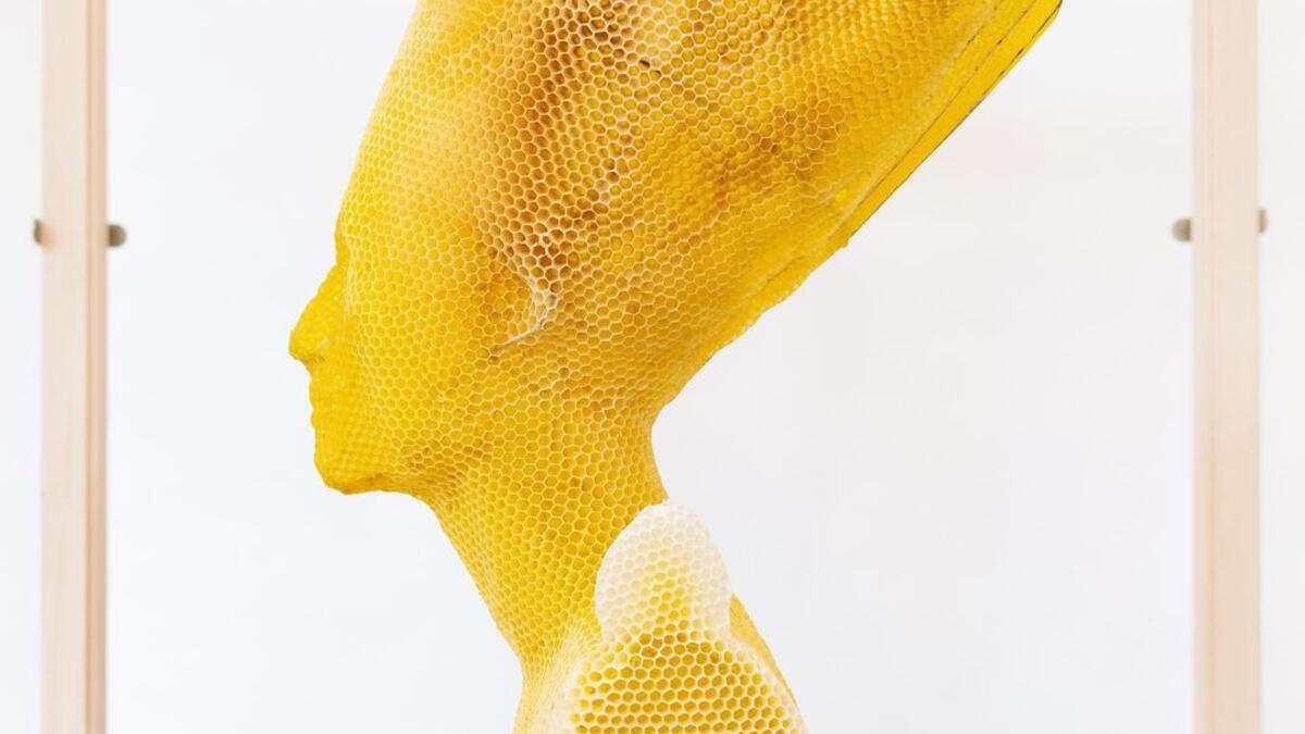 ETERNITY / 2019-20 “made by bees” series Materials: natural beeswax, wood, glass, Cor-ten steel (Instagram)