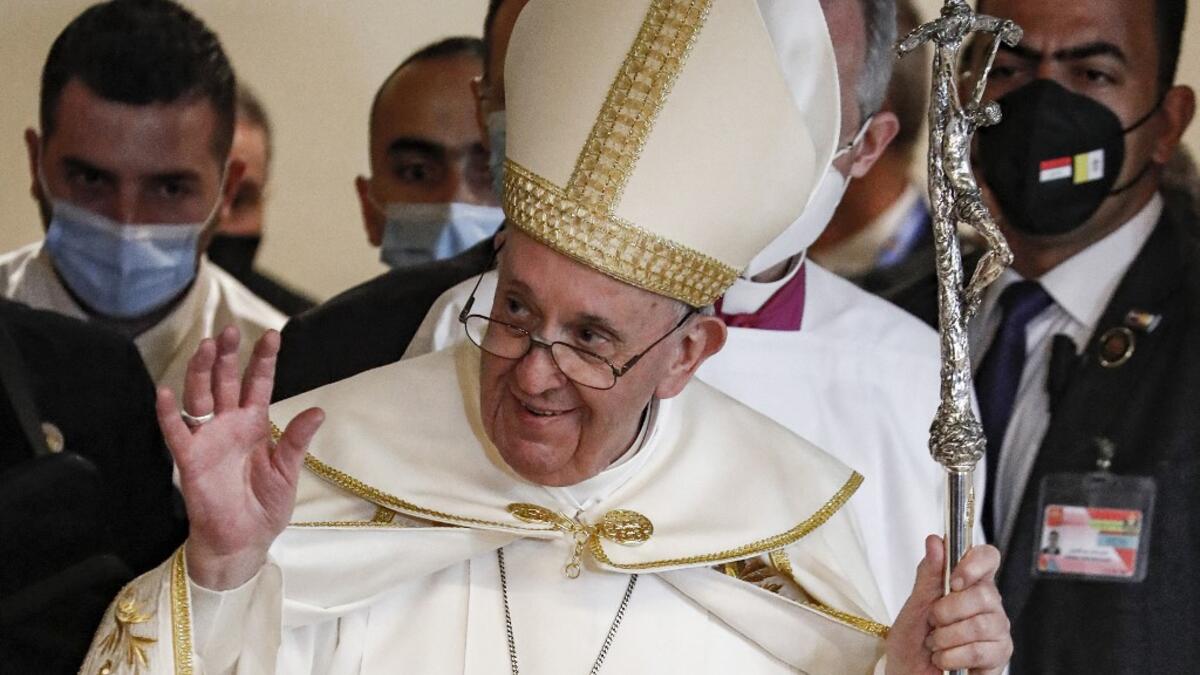 Pope Francis arrives at Baghdad's Saint Joseph Cathedral