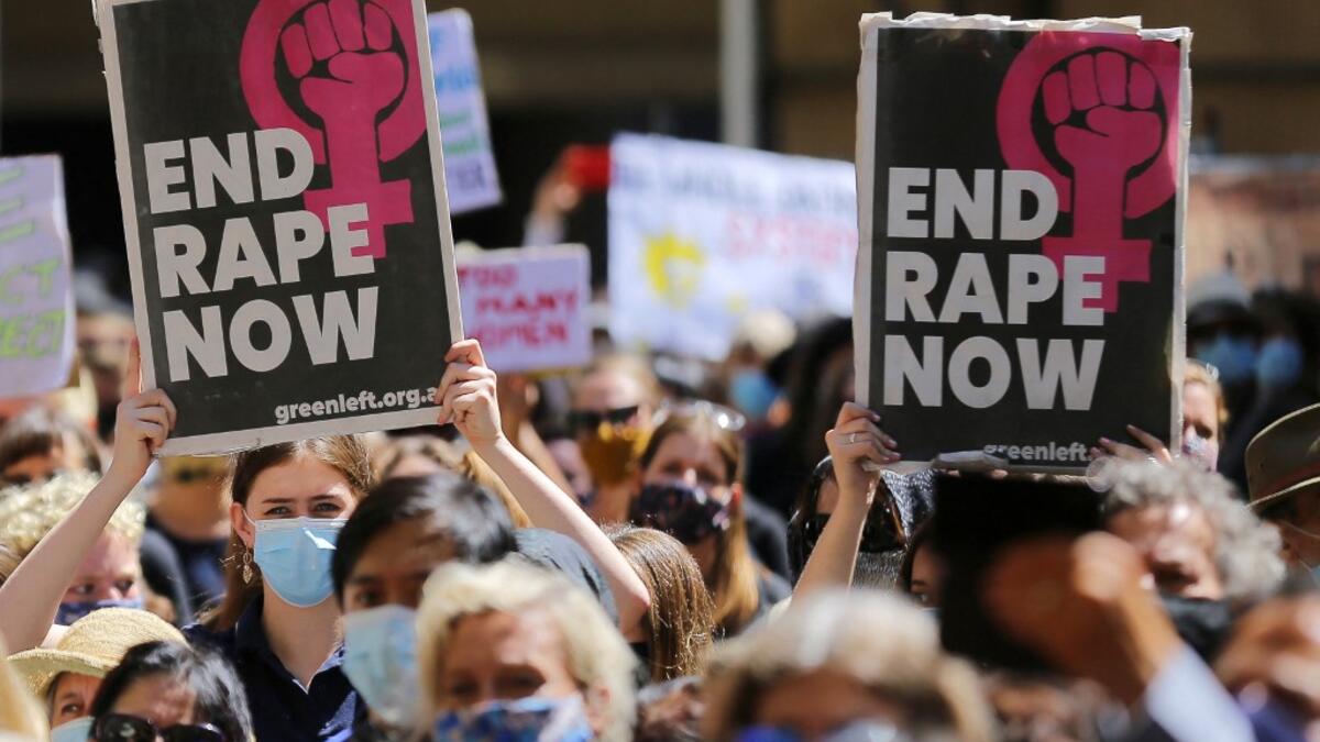 A rally against sexual violence and gender inequality in Australia