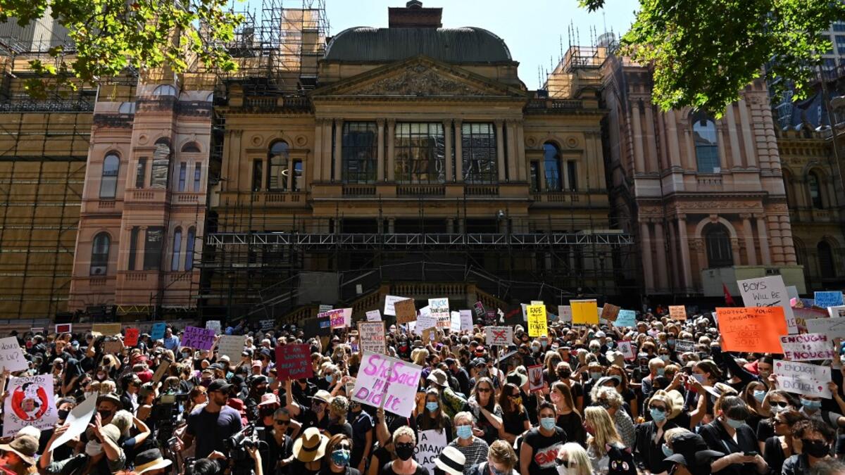 A rally against sexual violence and gender inequality in Australia