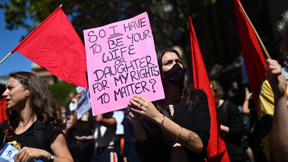 A rally against sexual violence and gender inequality in Australia