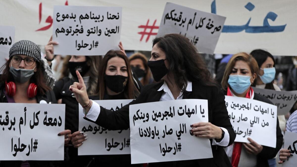 Lebanese women protest on the occasion of Mother's Day