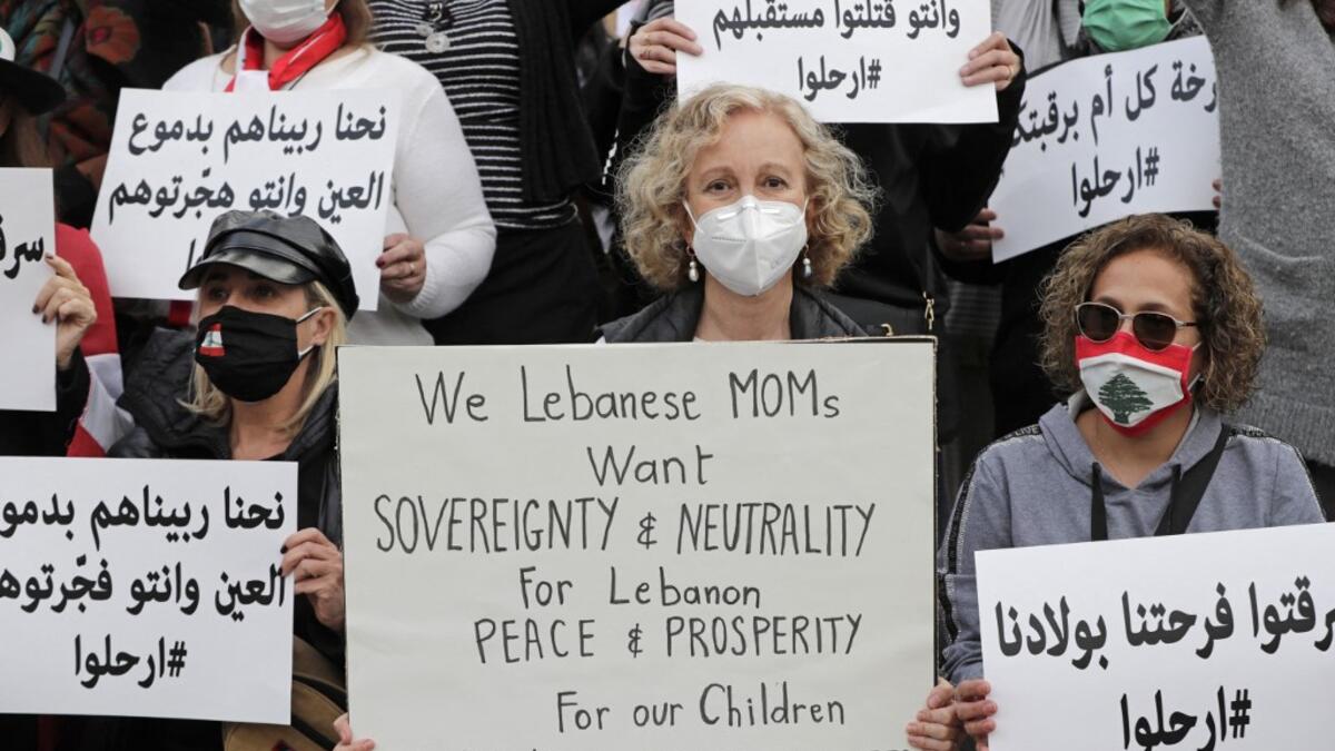 Lebanese women protest on the occasion of Mother's Day