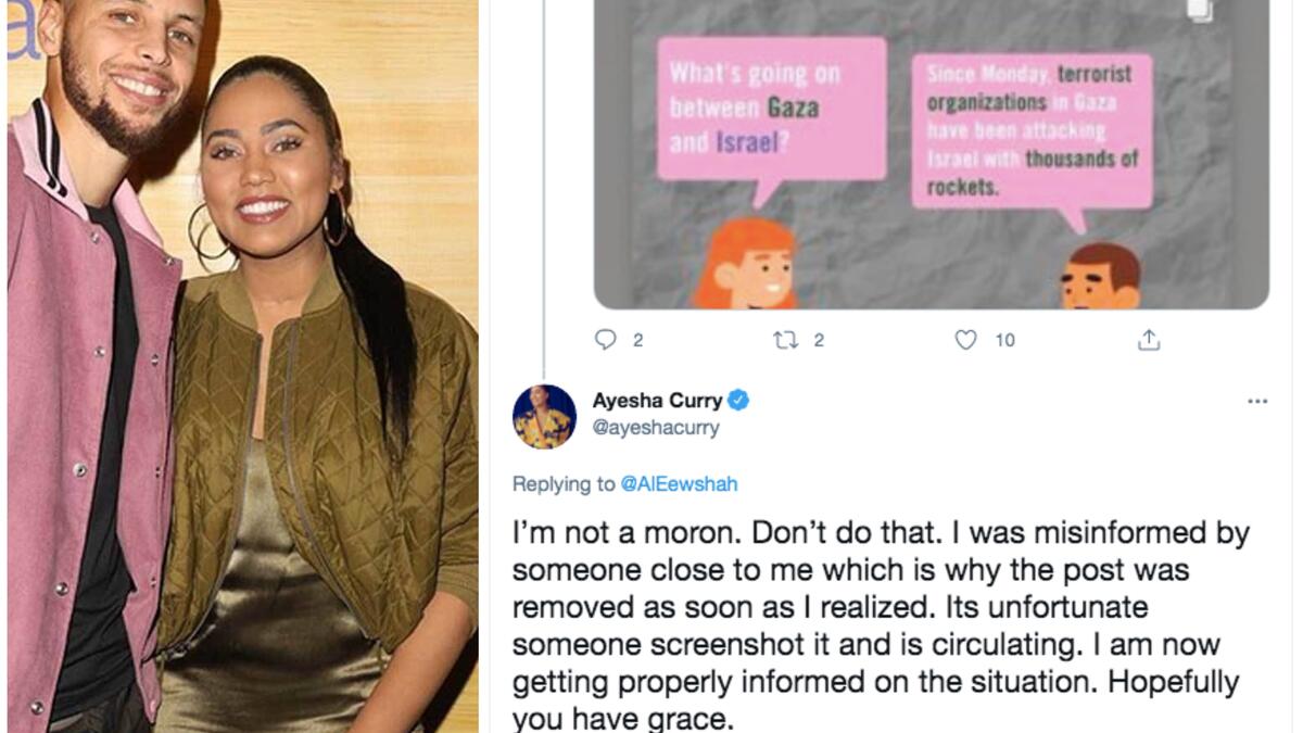 عائشة كاري: حذفت زوجة لاعب كرة السلة الأميركي ستيفن كاري تغريدتها الداعمة للفلسطينيين، واستبدلتها بإعادة نشر منشور يُحمل مسؤولية قتل المدنيين لمن وصفتها بالمنظمات الإرهابية في غزة.