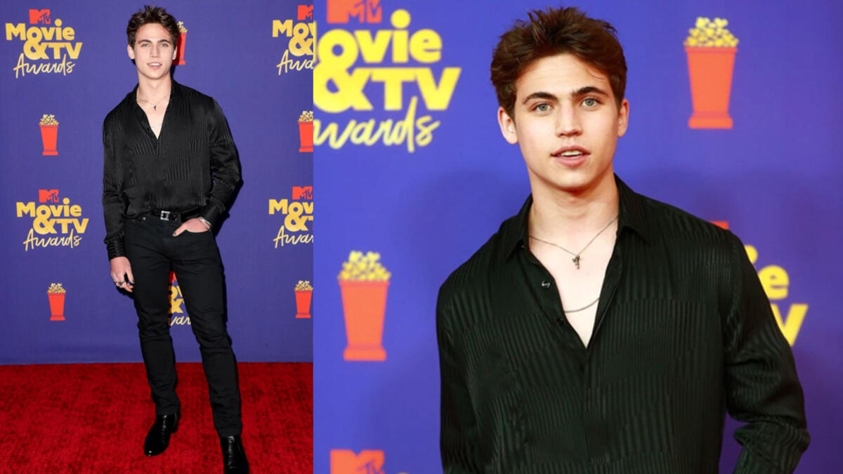Tanner Buchanan kept it simple in an all-black Yves Saint Laurent look wearing a textured silky shirt and black skinny jeans.