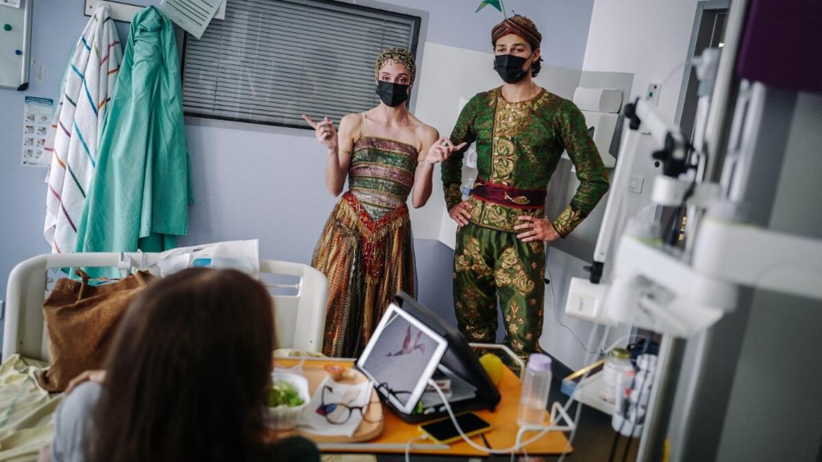 Ballet dancers in Children's hospital in Paris.