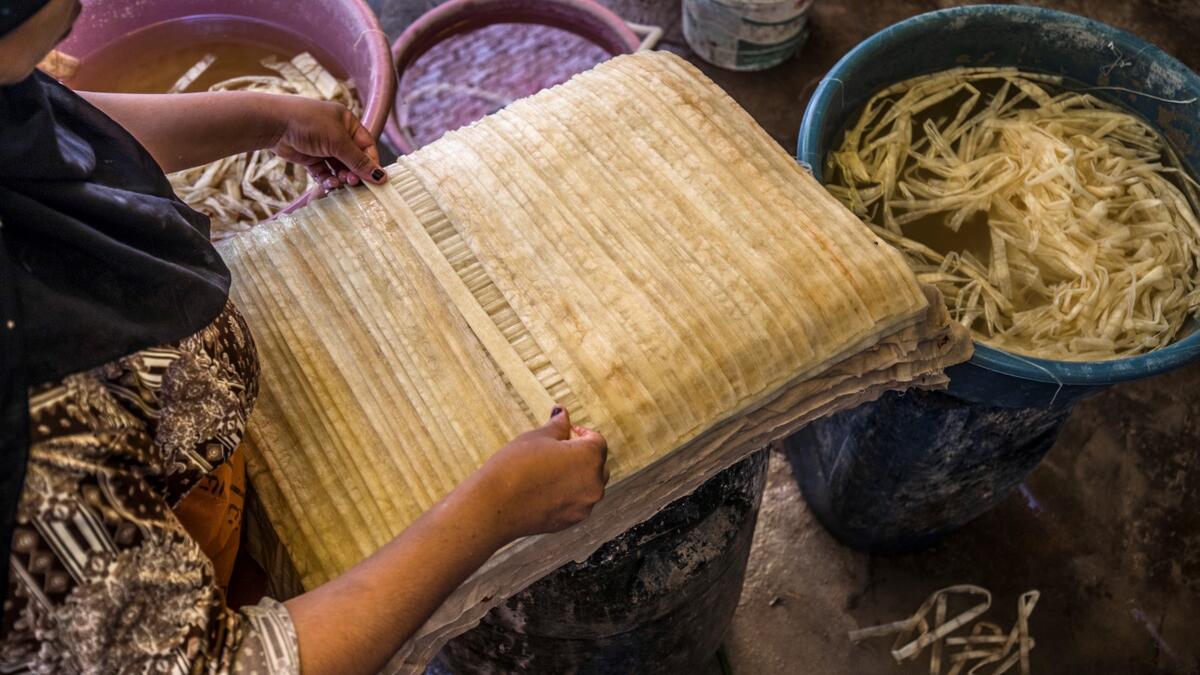 papyrus craft still common in the village of Al-Qaramus