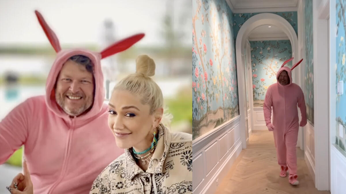 Blake Shelton wears Easter Bunny for Gwen Stephane