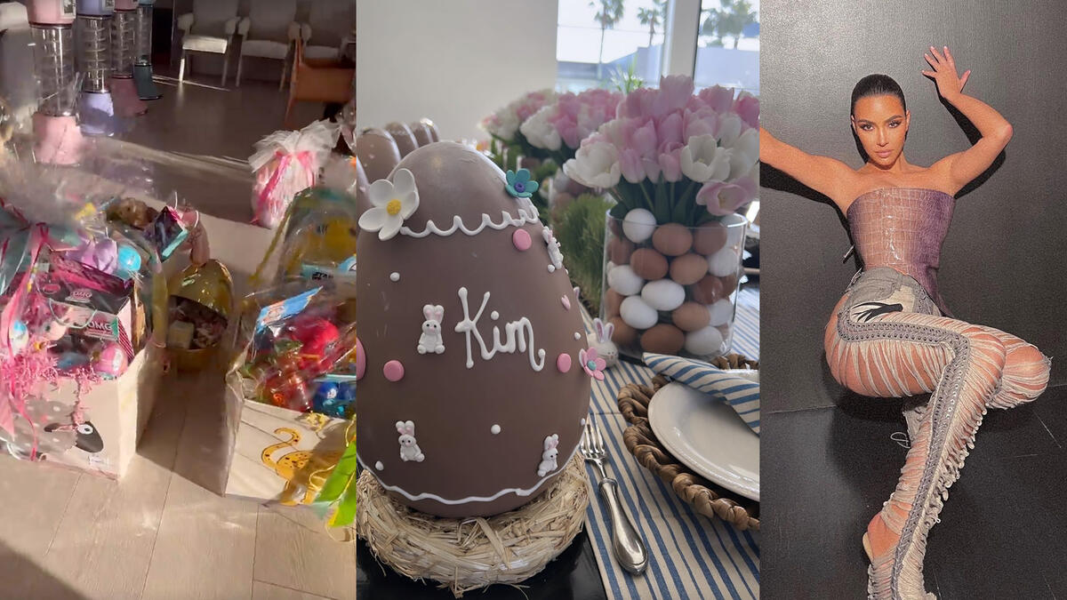 Kim Kardashian with Personalised chocolate eggs