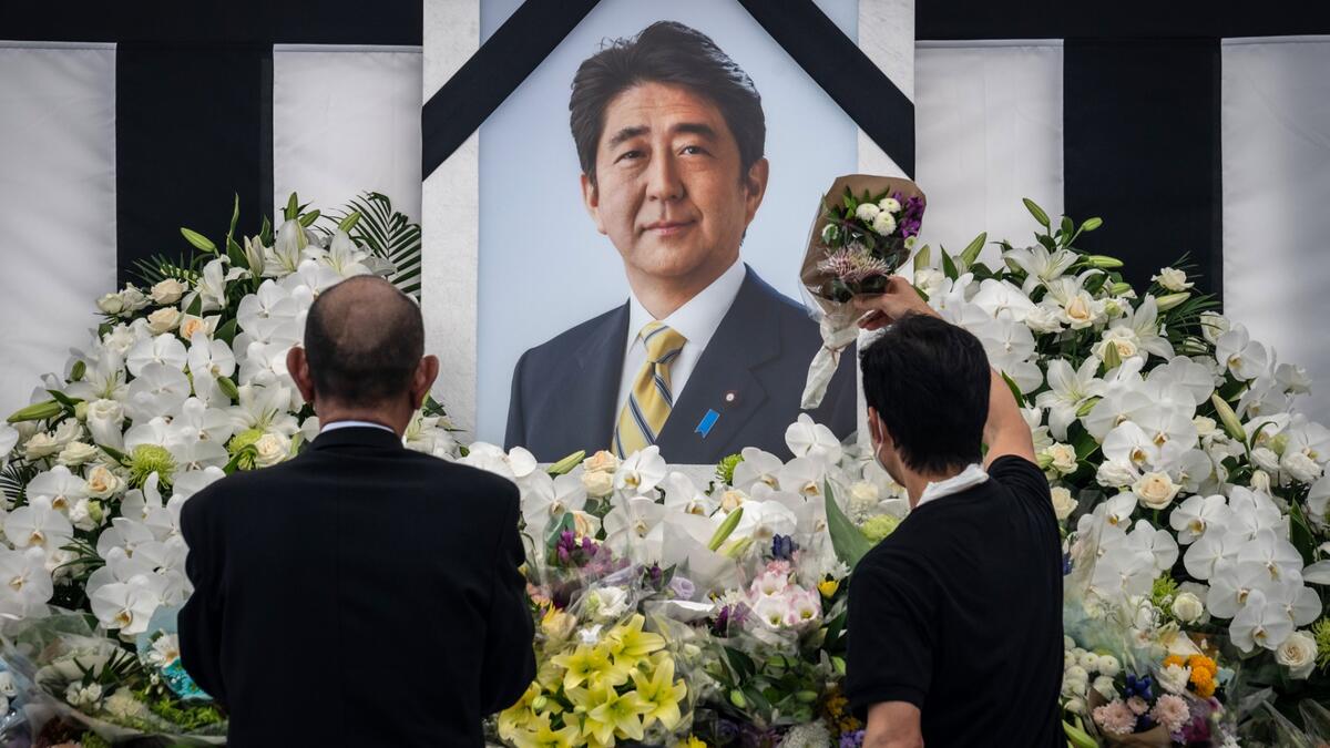 Thousands of Japanese and foreign dignitaries have gathered in Tokyo on September 27 to honour Abe, at a rare state funeral that has sparked controversy and protest. (Photo by Yuichi YAMAZAKI / AFP) Shinzo Abe