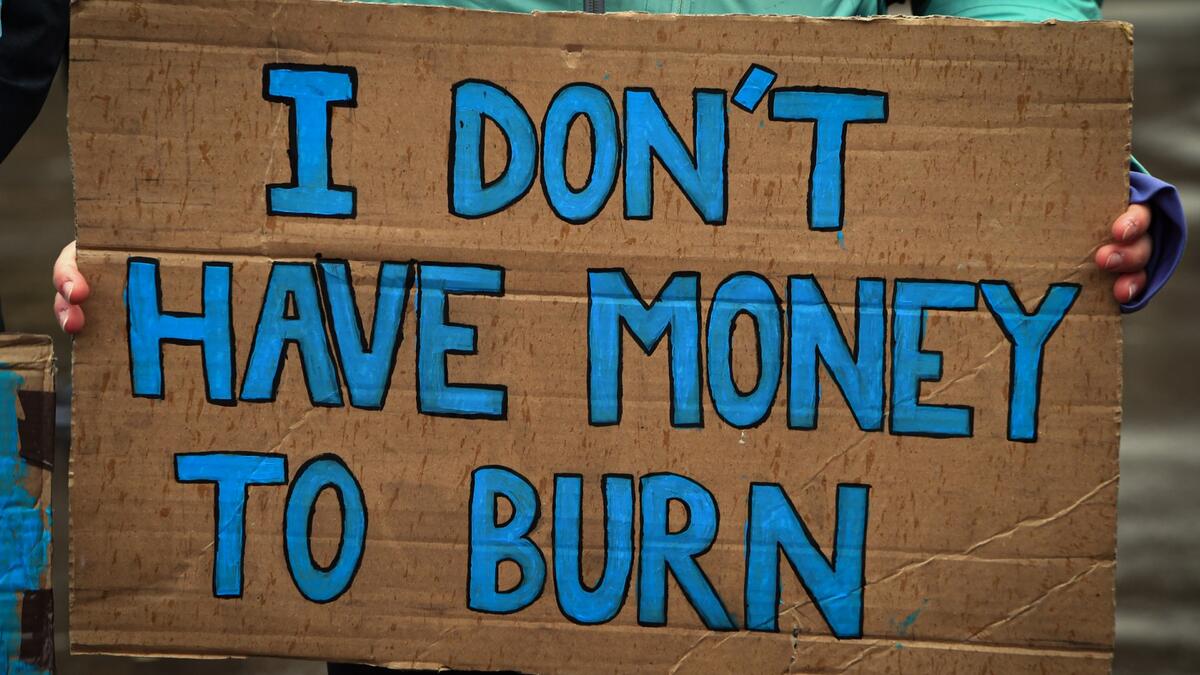 Marches are planned in several UK cities to bring attention to the cost of living crisis, with rising energy bills putting severe financial pressure on many across the country. (Photo by Andy Buchanan / AFP) Energy crisis