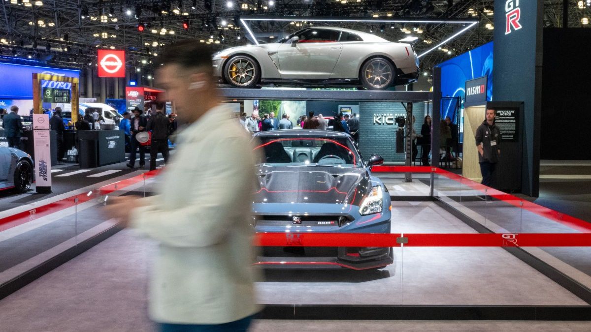 This year's show includes an emphasis on new electric and hybrid models. Spencer Platt/Getty Images/AFP (Photo by SPENCER PLATT / GETTY IMAGES NORTH AMERICA / Getty Images via AFP)