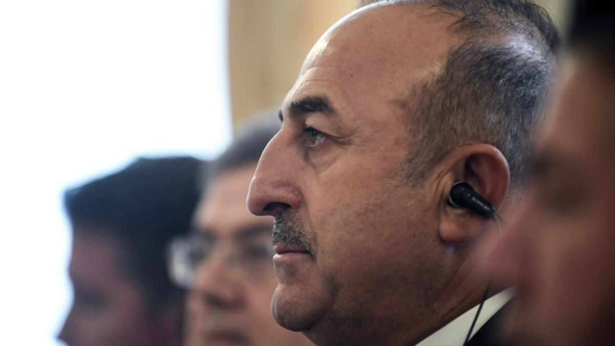 Turkish Foreign Minister Mevlut Cavusoglu attends a meeting with his Russian and Iranian counterparts in Moscow on April 28, 2018. Alexander NEMENOV / AFP